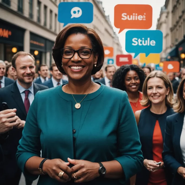 The headline suggests a focus on storytelling and social media, particularly in the context of government communication. 2. Possible elements in the picture could include a government official engaging with the public on social media platforms, visual representations of storytelling (like speech bubbles or narrative icons), and a diverse audience reacting to the content. 3. Alternative image text: A government official shares a compelling story on social media, engaging with a diverse audience online.